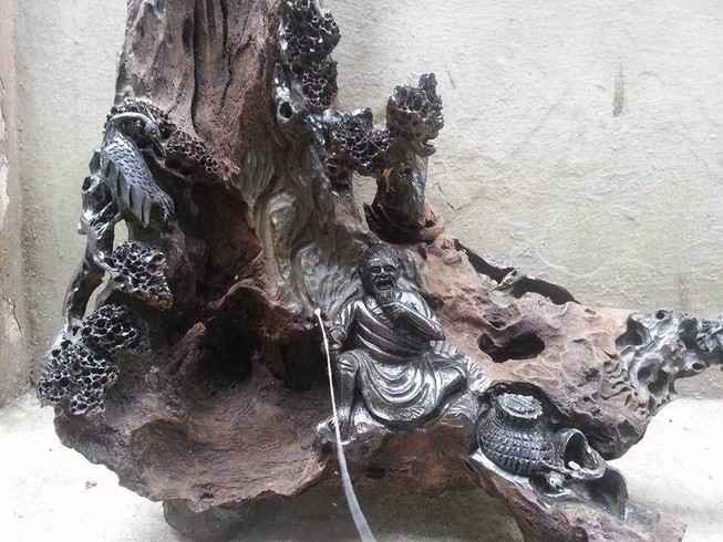 千年乌木根雕 渔翁得利 红木根雕 工艺品 黄花梨木雕
