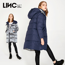 LINC金羽杰冬季新款羽绒服女两面穿中长款连帽羽绒服女8J50910图片