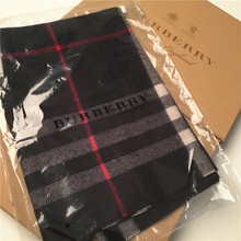 【全球识货】Burberry博百利 经典格纹纯羊绒围巾海军蓝168 x 30