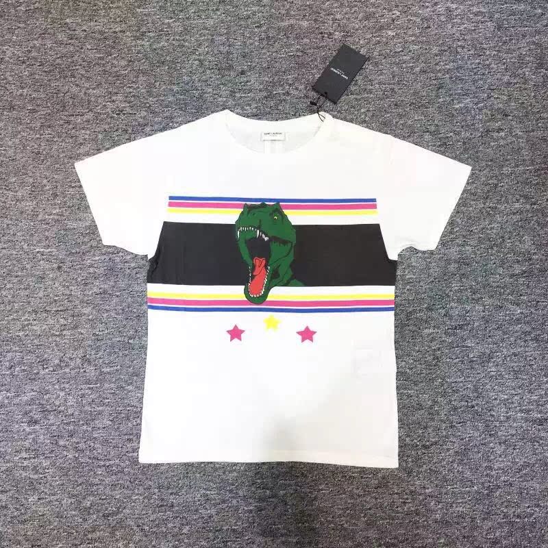 部分现货 saint laurent 17ss slp 恐龙 短袖白色 tee