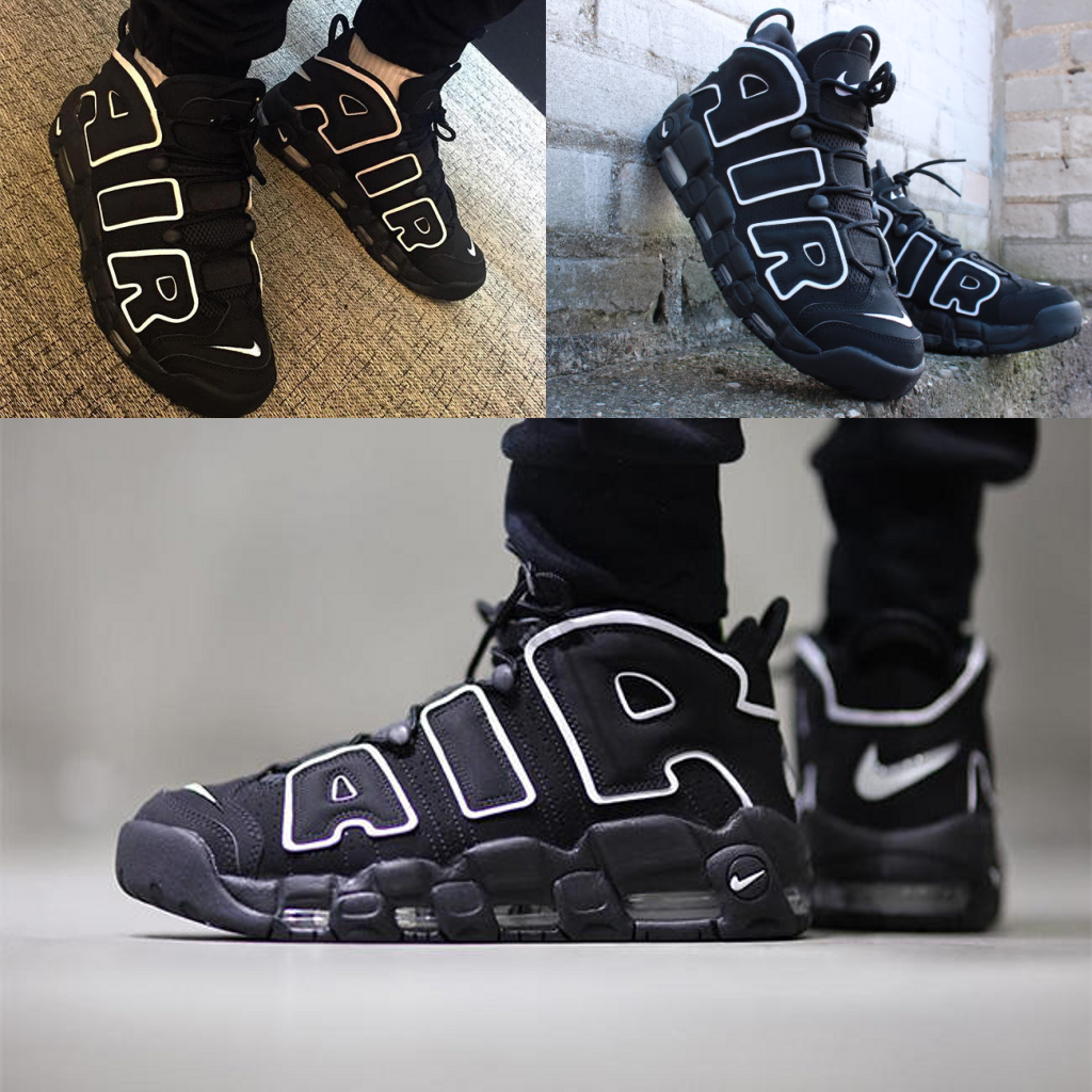 美国代购nike air more uptempo大air黑白色皮蓬战靴男篮球鞋