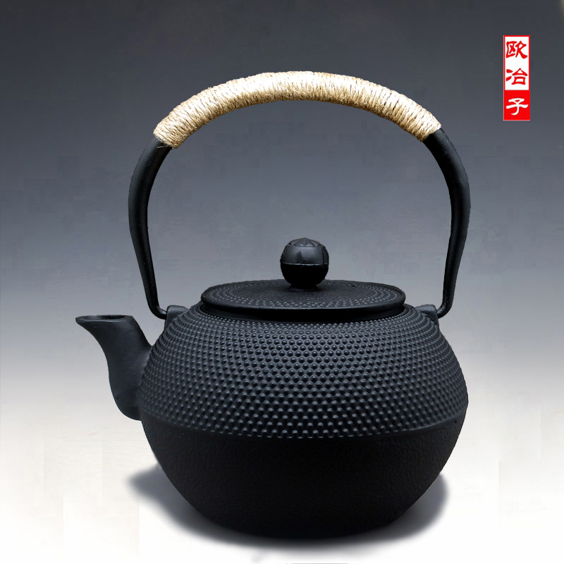 日本铁壶 老铁壶 茶壶茶叶 古董粒纹1.2L生铁壶保健工艺茶壶茶具