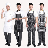 男式餐厅厨师围裙防污防磨做饭挂脖围裙厨房咖啡店酒店女厨师围裙