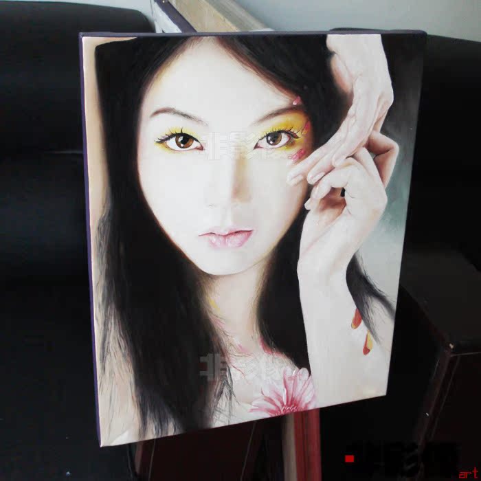 纯手绘高档人物油画定制结婚照片转肖像油画送女朋友礼物定做包邮