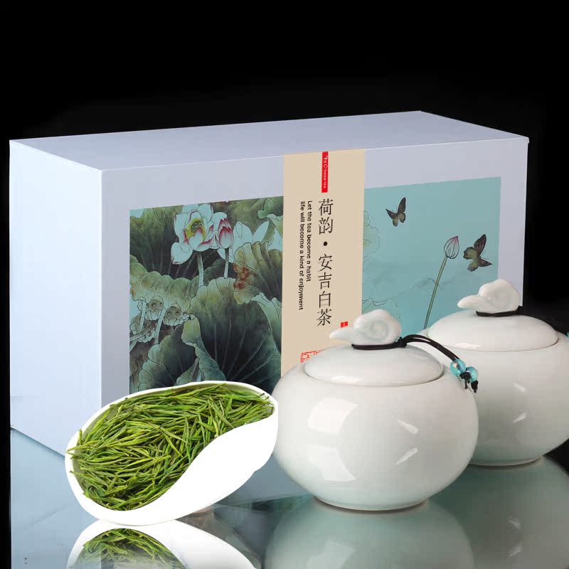 荷韵年货节日送礼瓷罐礼盒安吉白茶茶叶2016新茶春茶安吉好茶250g