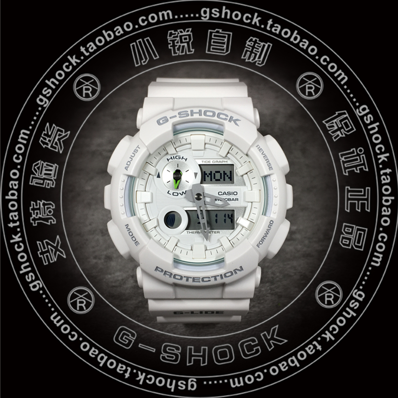 新款casio卡西欧g-shock温度月相gax-100a-7a gax-100纯白手表