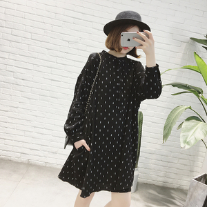 A7SEVEN 秋冬鱼刺骨头印花宽松衬衫式小立领