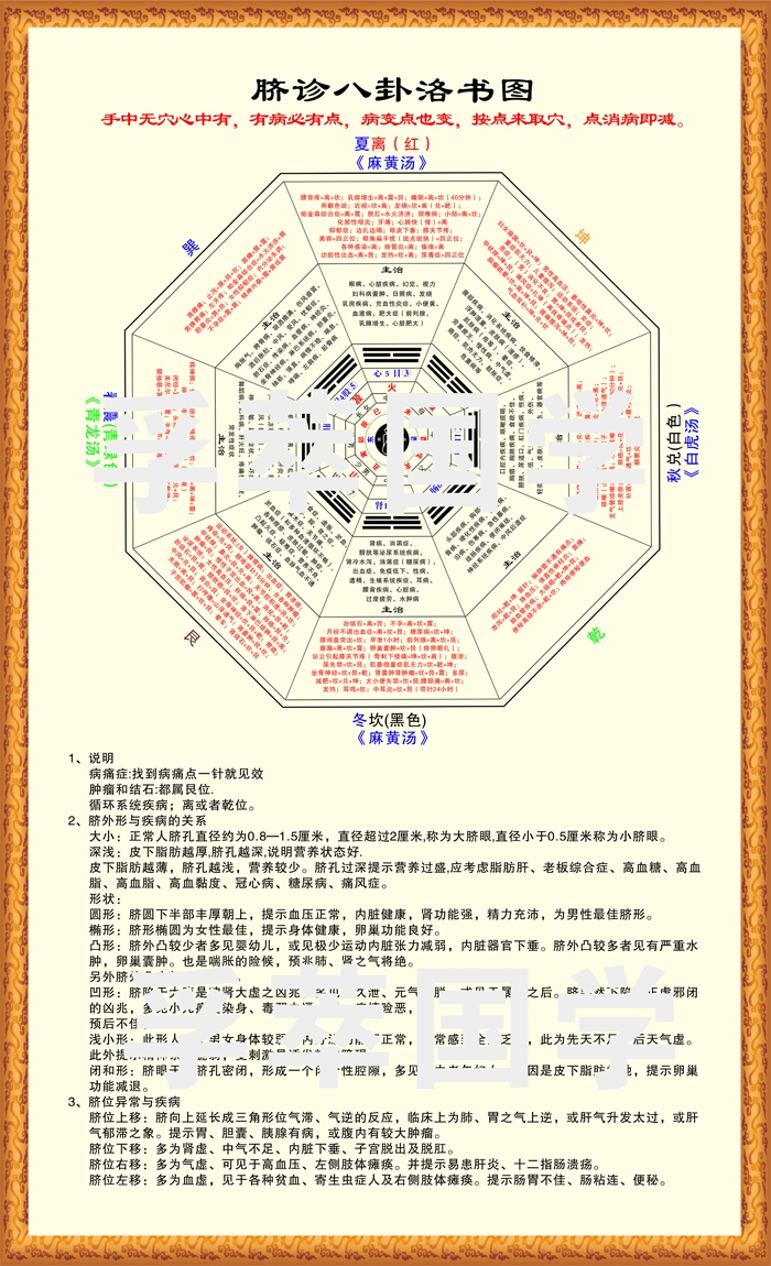 现代装饰画脐针八卦图河图洛书脐诊八卦图中医五行镇宅旺宅