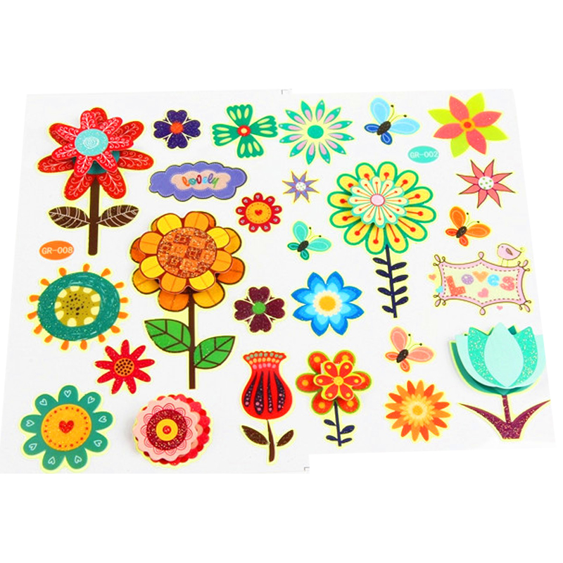 儿童节 立体花朵贴纸 diy stickers 宝宝成长册装饰贴纸 防水贴纸