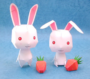 立体折纸手工制作模型剪纸剪纸 可爱兔子 小白兔 公仔 3d纸模