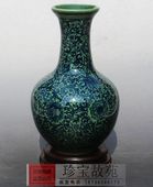 送礼 摆件 景德镇陶瓷仿古粉彩花瓶双耳花瓶绿釉赏瓶胆瓶 新品