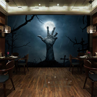 3d恐怖幽灵诡异阴森鬼屋密室逃脱壁纸主题餐厅背景墙纸大型壁画