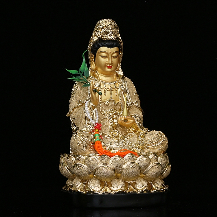 观音佛像供奉观世音菩萨像保平安神像居家客厅树脂琉璃摆件包邮