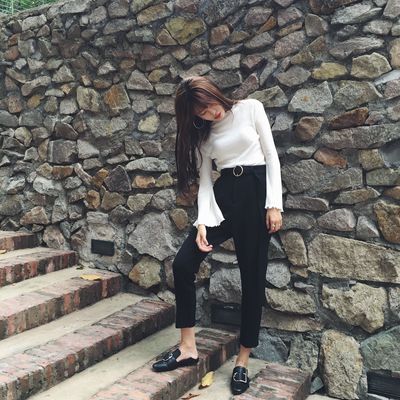 秋季裤子女学生韩版潮毛呢哈伦裤宽松bf原宿风