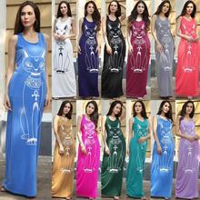 sleeveless dress 长裙 sexy ladies evening slim day holiday