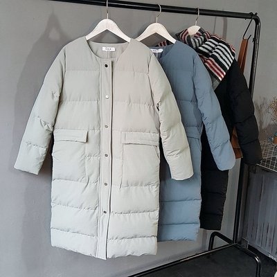 中长款外套冬装韩版无领棉服女修身棉衣中款羽
