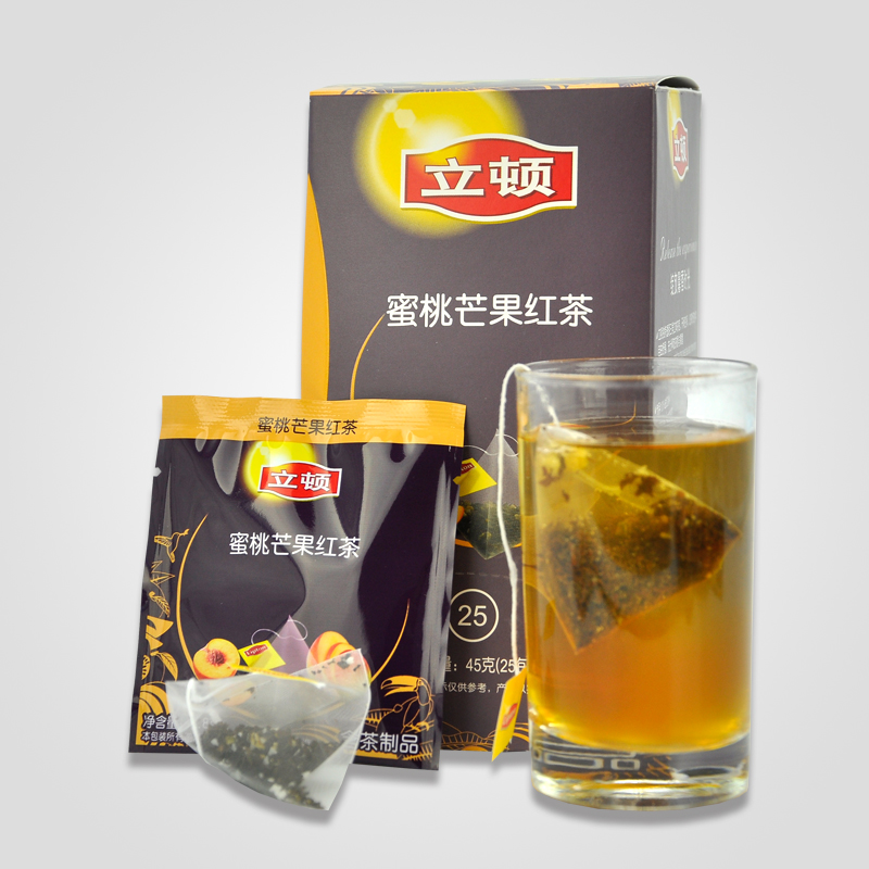 Lipton/立顿三角茶包 蜜桃芒果红茶45g 水果茶袋泡茶 1.8g*25袋