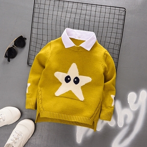 儿童假两件针织衫