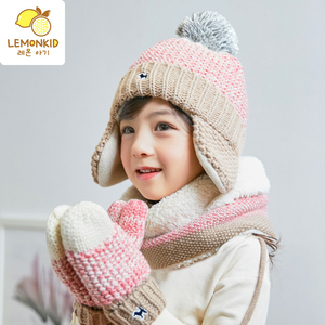 韩国秋冬儿童帽子围脖手套三件套