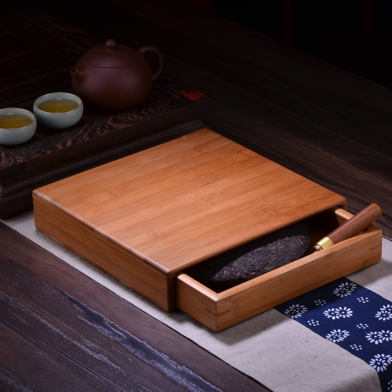 晨茗功夫茶具普洱分茶盘开茶盘分茶盒竹制托盘茶道零配件普洱茶盒
