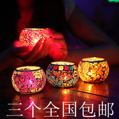 包邮 饰品 七夕七色情人节欧式摆件玻璃蜡烛台浪漫烛光晚餐餐桌装