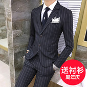 三件套婚纱影楼西服套装 新郎结婚礼服西装 韩版 男士 修身 春夏新款