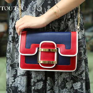 韩版个性撞色链条小方包