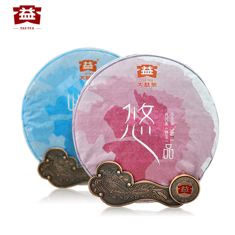 大益茶叶 悠品普洱茶熟茶 悦品普洱茶生茶300g*2 1401批次