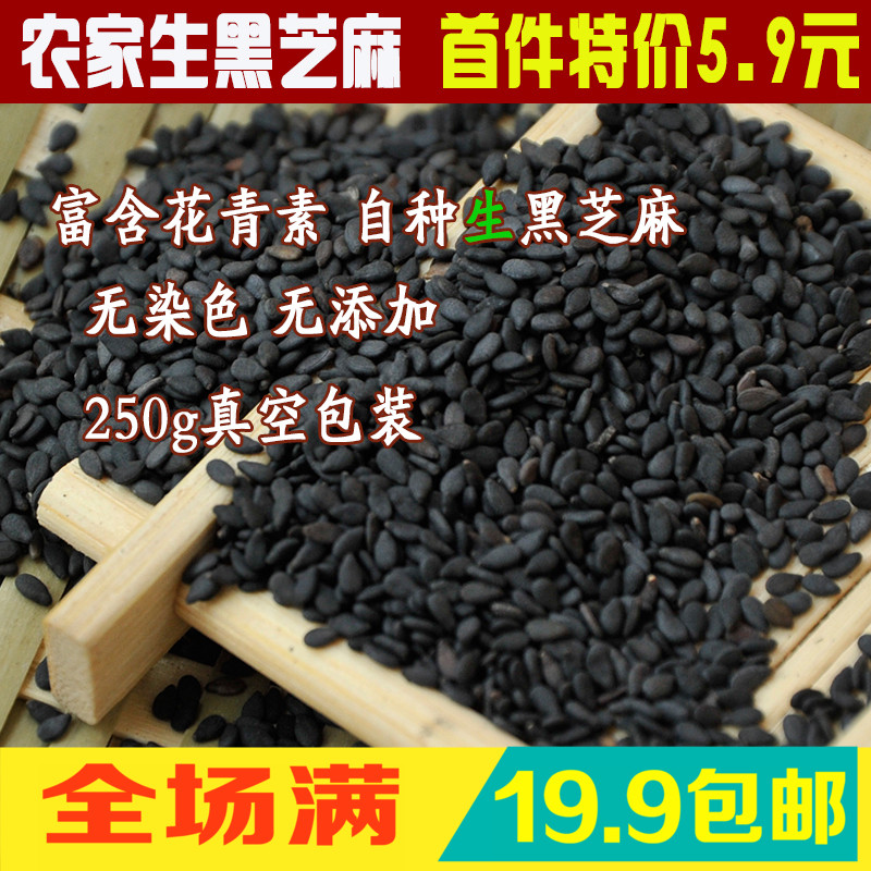 农家自产新货纯天然黑芝麻 生芝麻 生黑芝麻非熟芝麻五谷杂粮250g
