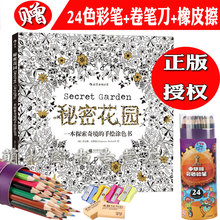 秘密 庭院secret 儿童涂鸦 garden减压涂鸦填色本成人解压 赠24色彩铅 正版授权手绘涂色书 秘密花园