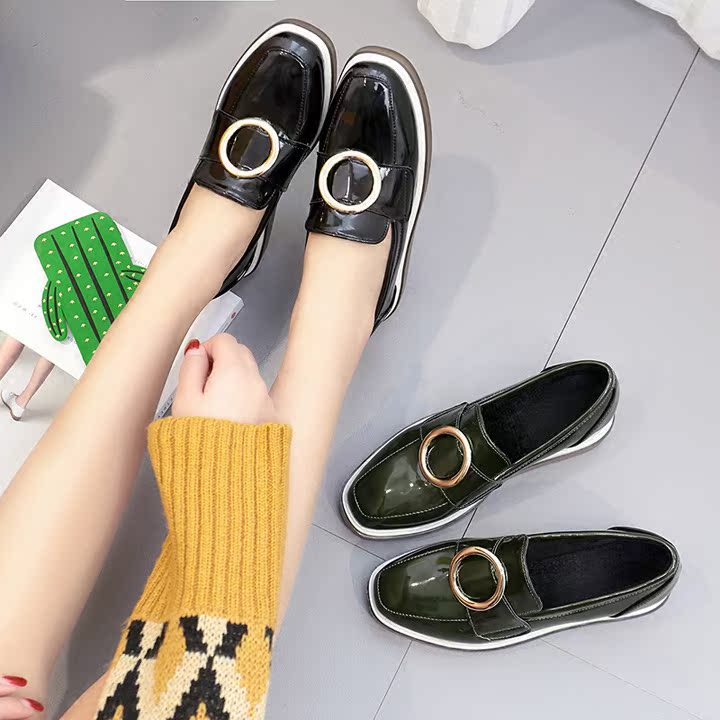 韩版2017新款加绒平底鞋冬季方头单鞋女百搭