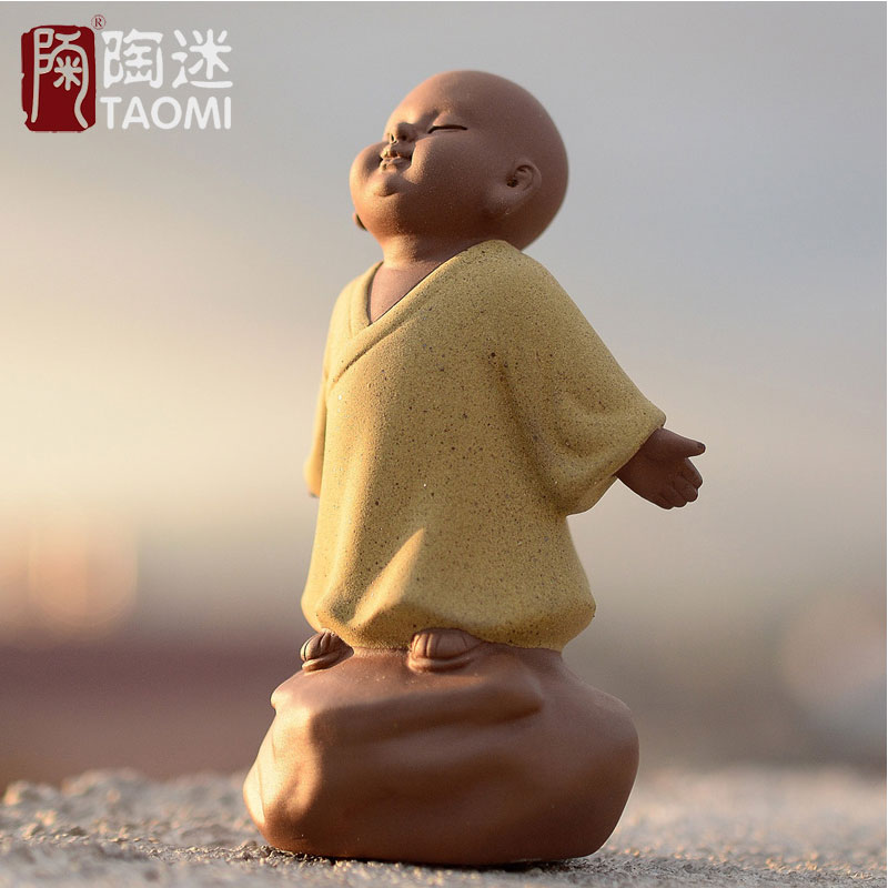 陶迷小和尚摆件幻空宜兴精品紫砂茶宠弥勒佛茶具茶道茶玩汝窑哥窑