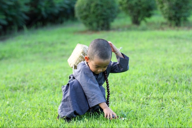 小和尚服装儿童僧袍周一二三岁拍照摄影服装棉男童古装汉服秋季