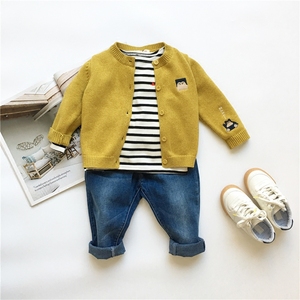 ins卡通刺绣棉线针织开衫