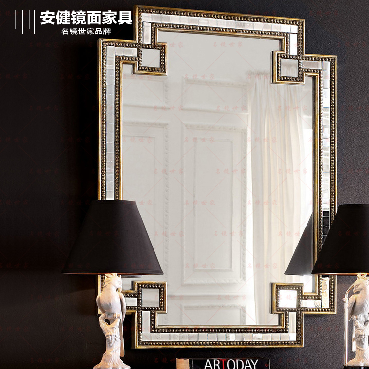 欧式装饰镜壁挂化妆镜美式复古玄关镜背景墙镜子现货图片