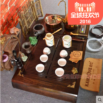 金灶茶具套装R998 黑檀木自动加水茶盘 实木茶台四合一唐盛尊茶具
