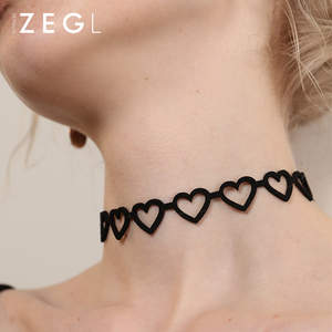 韩国爱心形choker项链