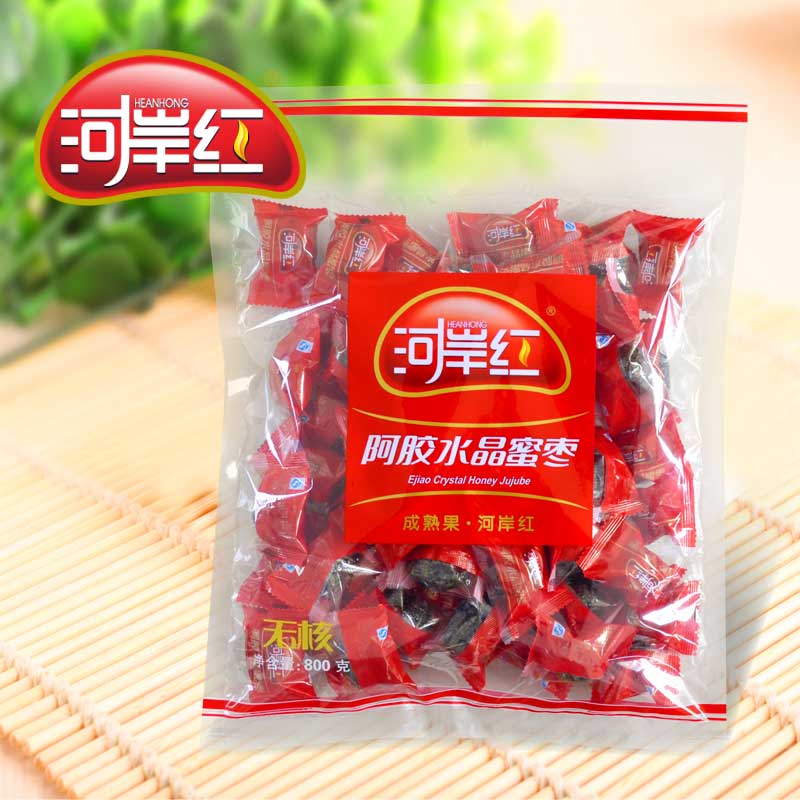 河岸红阿胶水晶蜜枣800g独立包装无核山东阿娇大枣蜜饯零食