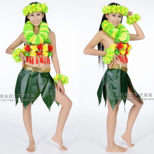 夏威夷草裙树叶子裙cos演出衣服万圣节男女土著原始人野人服装图片