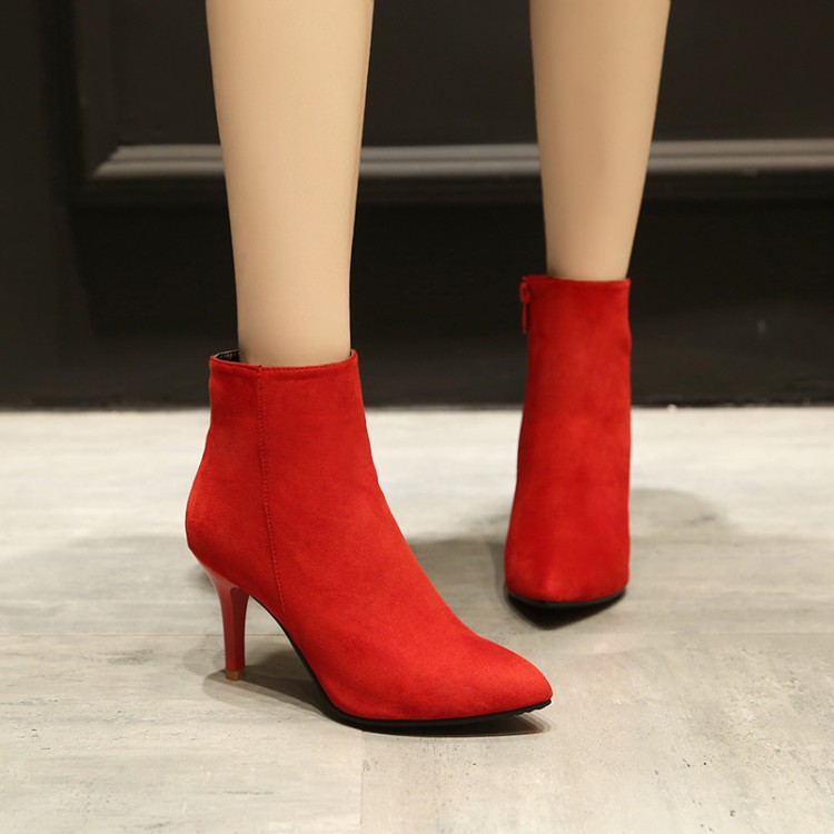 正品[红色高跟短靴 粗跟]红色高跟鞋歌词评测 红