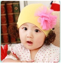 0-3-6个月婴幼儿春秋冬季女宝宝假发婴儿童帽