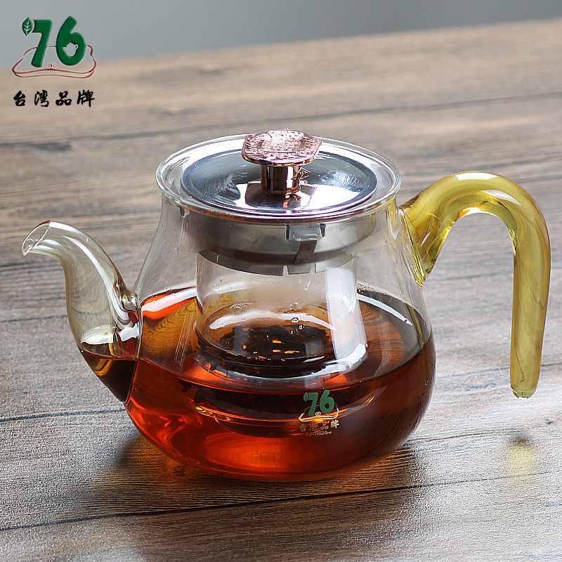 台湾76茶具玻璃花茶壶可直烧水壶茶壶套装过滤红茶泡茶器大号透明