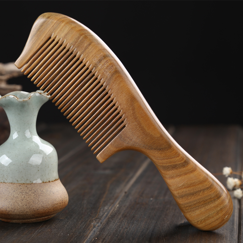 牛老爹绿檀木梳子防静电脱发大号长发卷发梳按