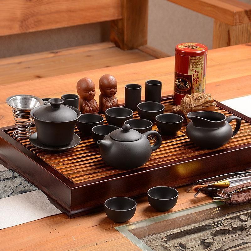 尚帝（shangdi）花开富贵茶盘 自动上水乌紫砂电热炉茶具套装