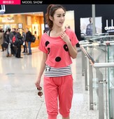 2017新款女装韩版时尚休闲短袖三件套女款秋季七分裤运动服套装