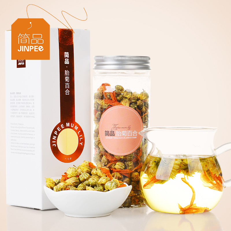 简品胎菊百合花茶 杭白菊正宗胎菊百合花茶纯天花草茶叶罐装包邮