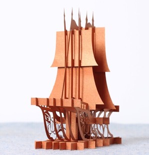 diy手工制作帆船纸雕模型 剪纸雕刻纸艺手工艺品3d立体船舶纸模型