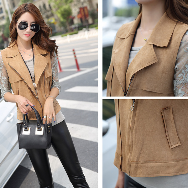 热销女<em>马夹</em> <em>2015</em>秋冬装 休闲百搭时尚 短款 女