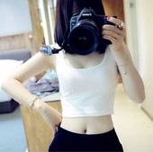 无袖 打底衫 百搭紧身白色小背心外穿纯色修身 吊带背心女士春夏短款