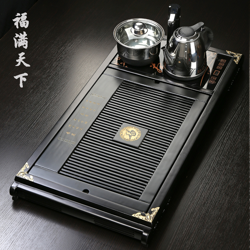 实木茶盘茶具套装合四一茶盘实木特储水排水电热炉木制茶台托盘